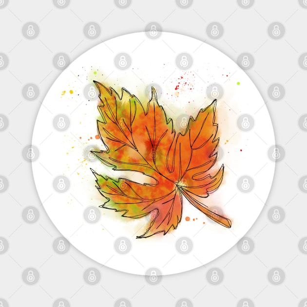 Fall maple leaf Magnet by MistyLakeArt